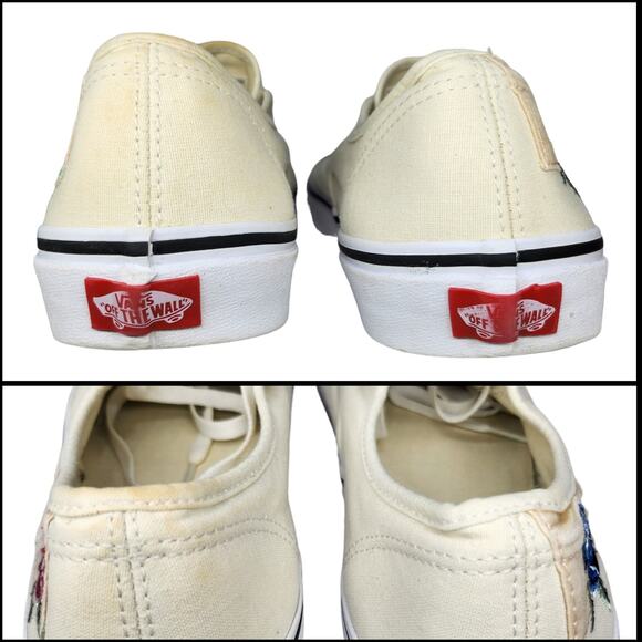 Vans Shoes Mens 10 Cream Floral Rose Embroidered Low Tops Skater Like New main image 11